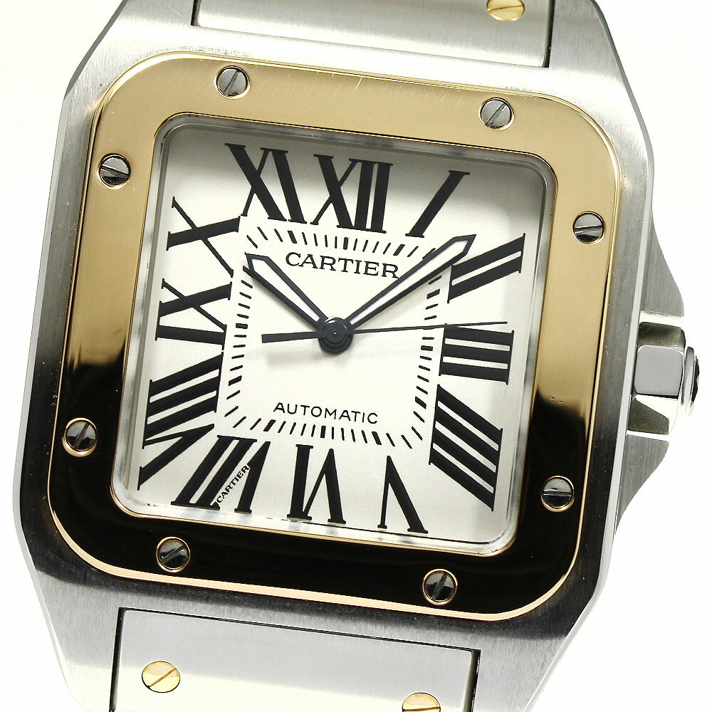 カルティエ CARTIER W200728G サントス100 LM YGコンビ 自動巻き メンズ 良 ...