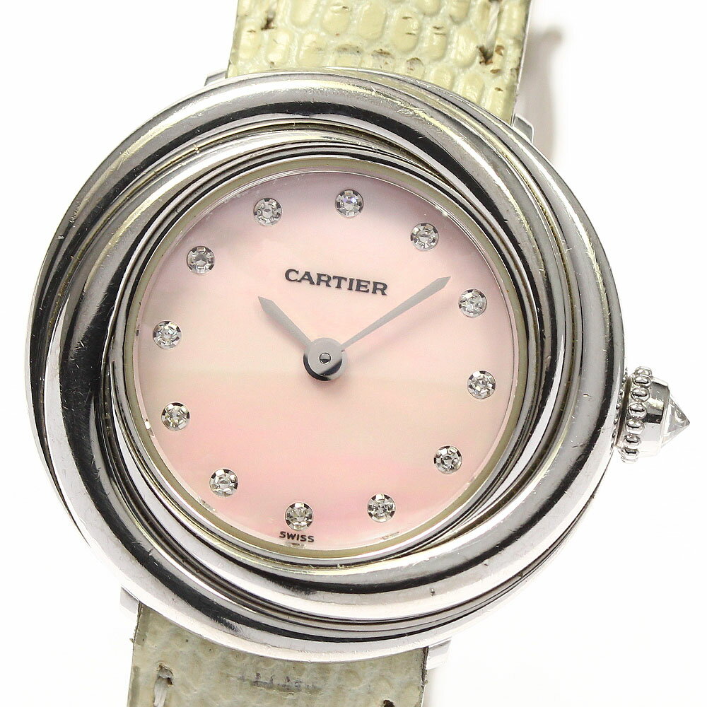 カルティエ CARTIER WG200846 マスト トリニティ K18WG 12Pダイヤ クォーツ レディース 保証書付き_740540【ev20】【中古】