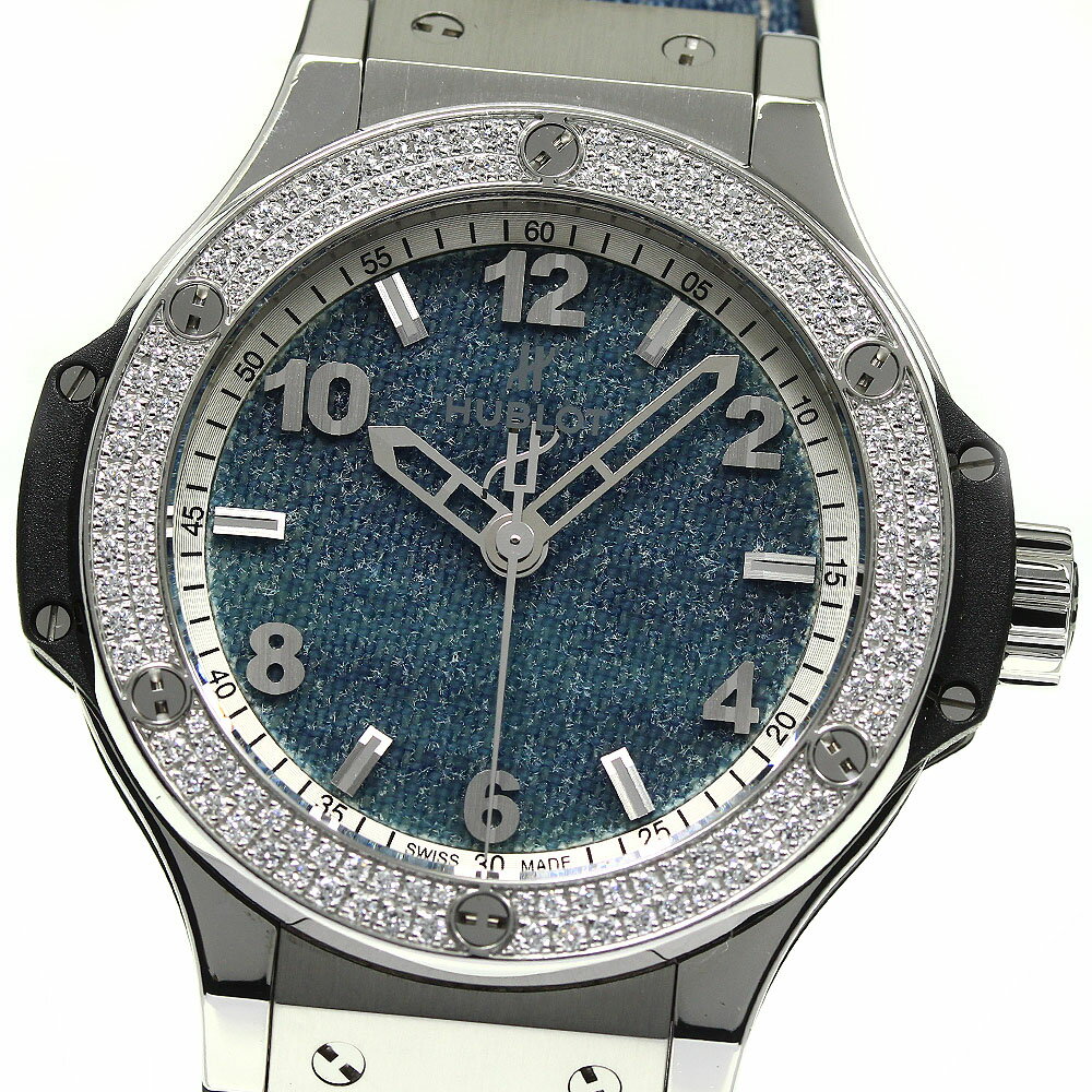 ウブロ HUBLOT 361.SX.2710.NR.1104.JEANS ビッグバン ジーンズ 日本限定 ダイヤベゼル クォーツ レディース 良品 保証書付き_744537【中古】