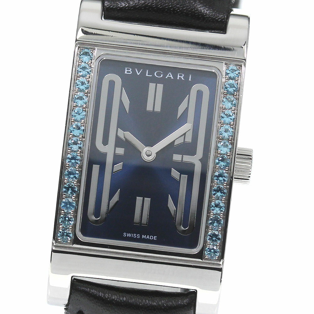 ブルガリ BVLGARI RT39S レッタンゴロ ブルートパーズベゼル クォーツ レディース 良品 _751075【ev20】【中古】