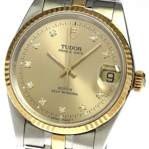 チュードル TUDOR 72033 プリンス デイト YGコンビ 10Pダイヤ cal.2824-2 自動巻き ボーイズ _753511【中古】 チュードル TUDOR 72033 プリンス デイト YGコンビ 10Pダイヤ cal.2824-2 自動巻き ボーイズ _753511【中古】