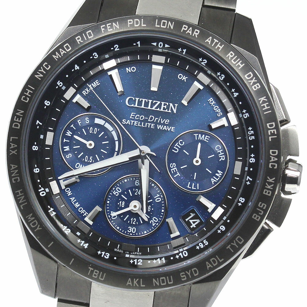 シチズン CITIZEN F900-T023177/CC9065 アテッサ サテライトウェーブ デイト ソーラー電波 メンズ 美品 _755868【ev20】【中古】