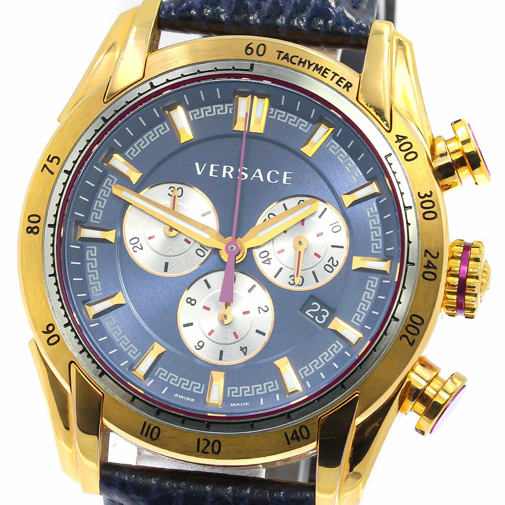 ヴェルサーチ VERSACE クロノグラフ デイト クォーツ メンズ _758577【ev10】【中古】