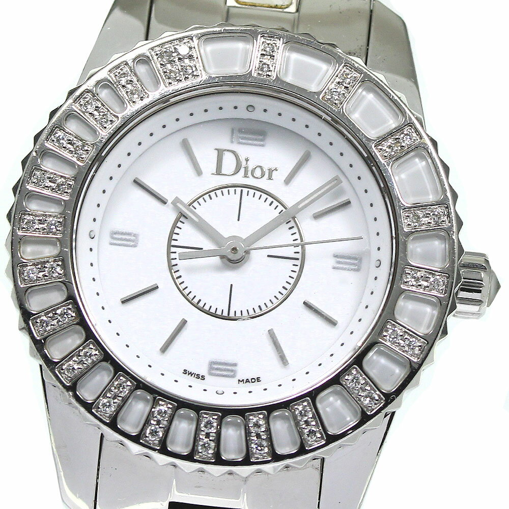 ディオール Dior CD112113 クリスタル ダイヤベゼル クォーツ レディース _759733【中古】