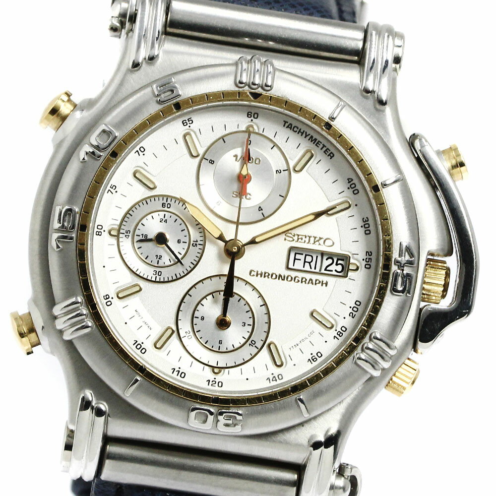 セイコー SEIKO 7T59-F010 マスターピース クロノグラフ デイデイト クォーツ メンズ 箱付き_758617【ev15】【中古】