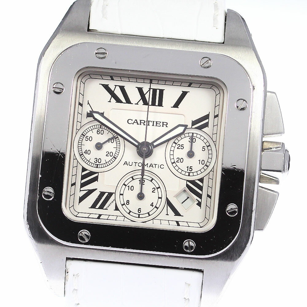 カルティエ CARTIER W20090X8 サントス100 XL クロノグラフ 自動巻き メンズ _766216【中古】