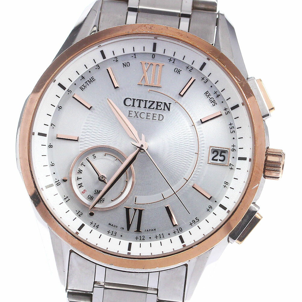 楽天CLOSERシチズン CITIZEN CC3054-55A エクシード エコドライブ GPS ソーラー電波 メンズ 内箱付き_769485【ev10】【中古】