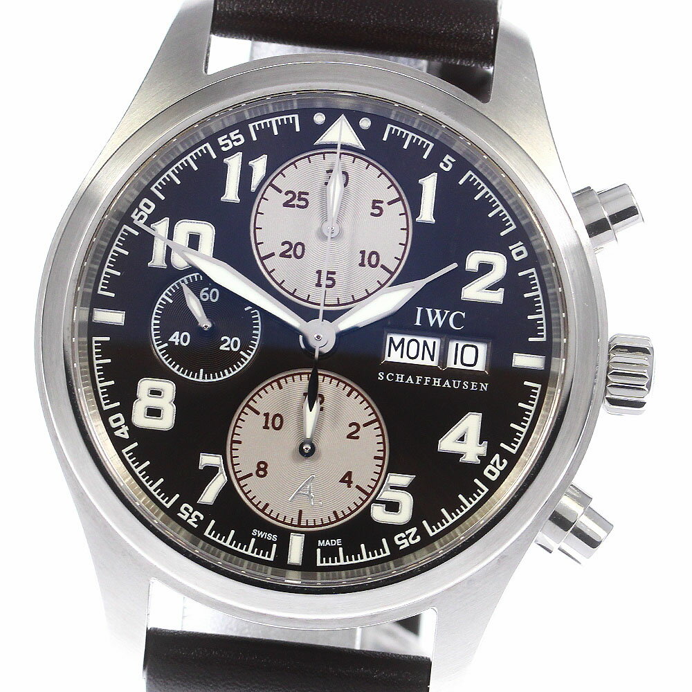 IWC SCHAFFHAUSEN IW371709 パイロットウォッチ クロノ アントワーヌ ド サンテグジュペリ 自動巻き メンズ 美品 保証書付き_770645【中古】