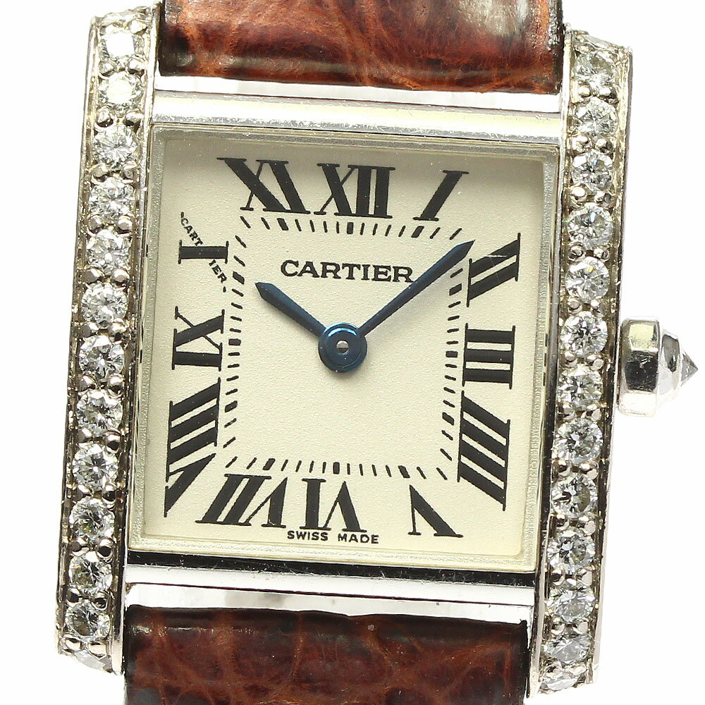 カルティエ CARTIER W5001256 タンクフランセーズSM K18WG アフターダイヤベゼル クォーツ レディース _774234【中古】