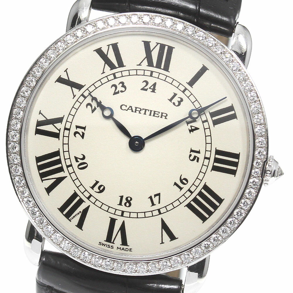 カルティエ CARTIER WR000551 ロンドルイ K18WG ダイヤベゼル 手巻き メンズ _775810【中古】