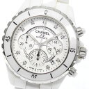 シャネル CHANEL H2009 J12 白セラミック 9Pダイヤ クロノグラフ 自動巻き メンズ _770527【中古】