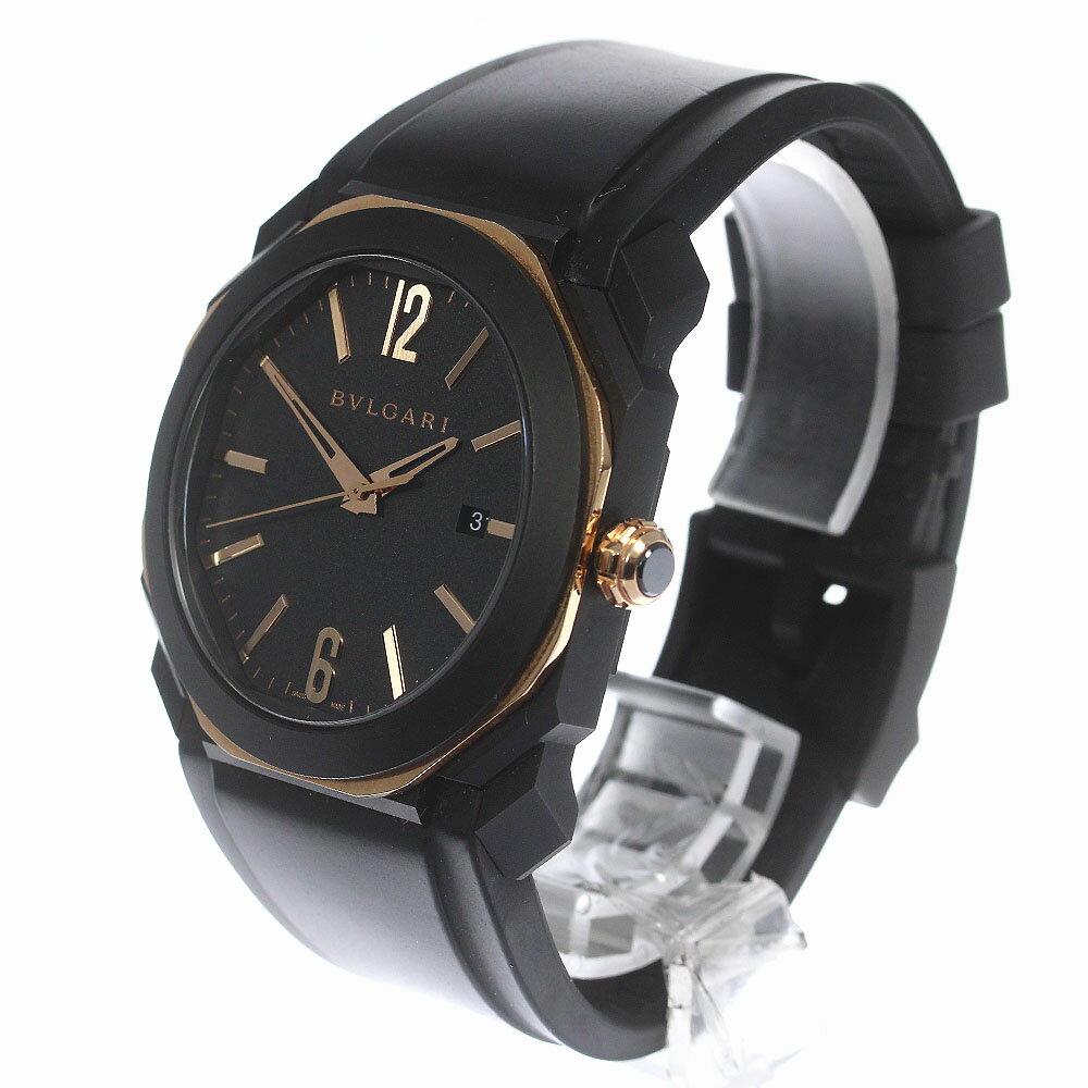ブルガリ BVLGARI BGOP41SG オクト ウルトラネロ デイト 自動巻き メンズ 箱・保証書付き_776652【中古】