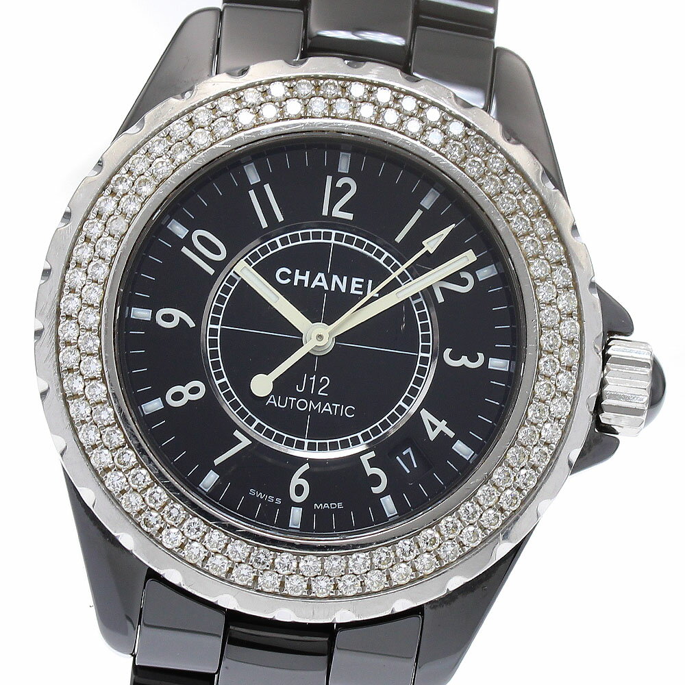 シャネル CHANEL H0950 J12 黒セラミック 2重ダイヤベゼル 自動巻き メンズ 保証書付き_774506【中古】