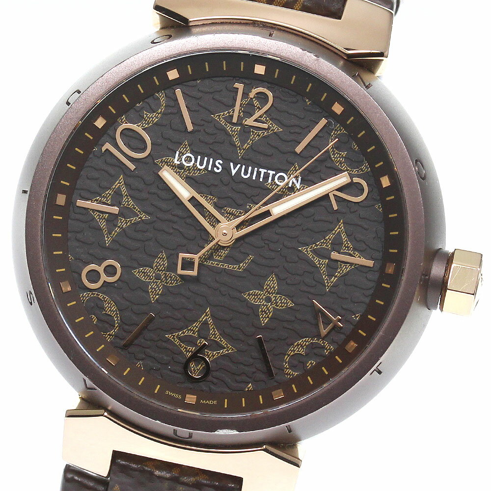 ルイ・ヴィトン LOUIS VUITTON QA139 タンブール GM モノグラム K18PG ブラウン＆ピンクゴールド クォーツ メンズ _762439【中古】