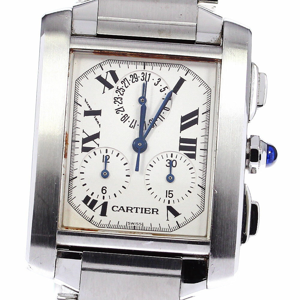 カルティエ CARTIER W51001Q3 タンクフランセーズLM クロノリフレックス クォーツ メンズ _778665【中古】