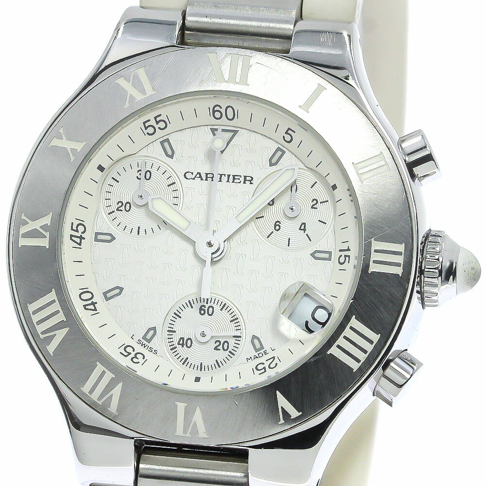 カルティエ CARTIER W10197U2 クロノスカフ デイト クォーツ レディース _778436【中古】