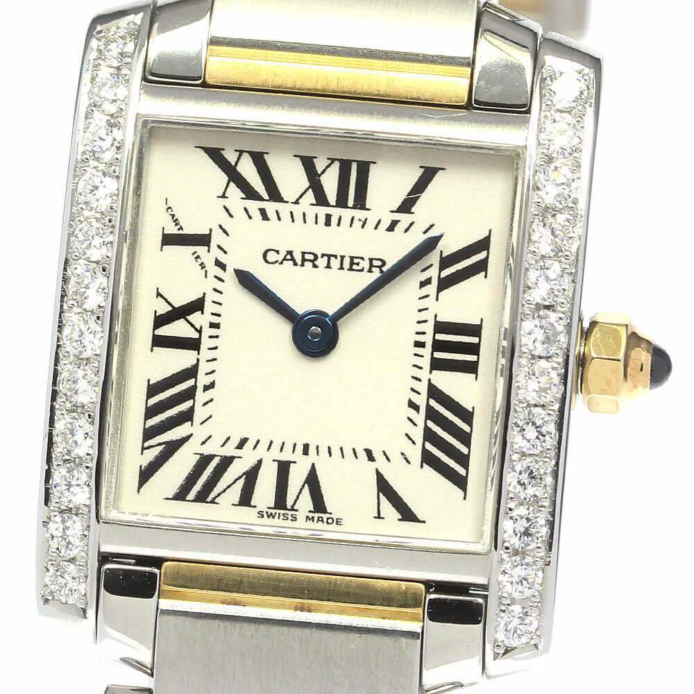 カルティエ CARTIER W51007Q4 タンクフランセーズSM アフターダイヤベゼル クォーツ レディース _790601【中古】