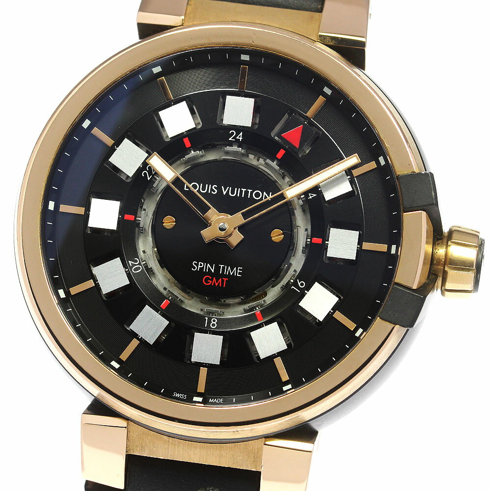 ルイ・ヴィトン LOUIS VUITTON Q1BG1 タンブール エボリューション スピンタイム K18PG GMT 自動巻き メンズ _780973【中古】