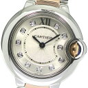 カルティエ CARTIER WE902030 バロンブルーSM 11Pダイヤ クォーツ レディース 良品 保証書付き_780885【中古】