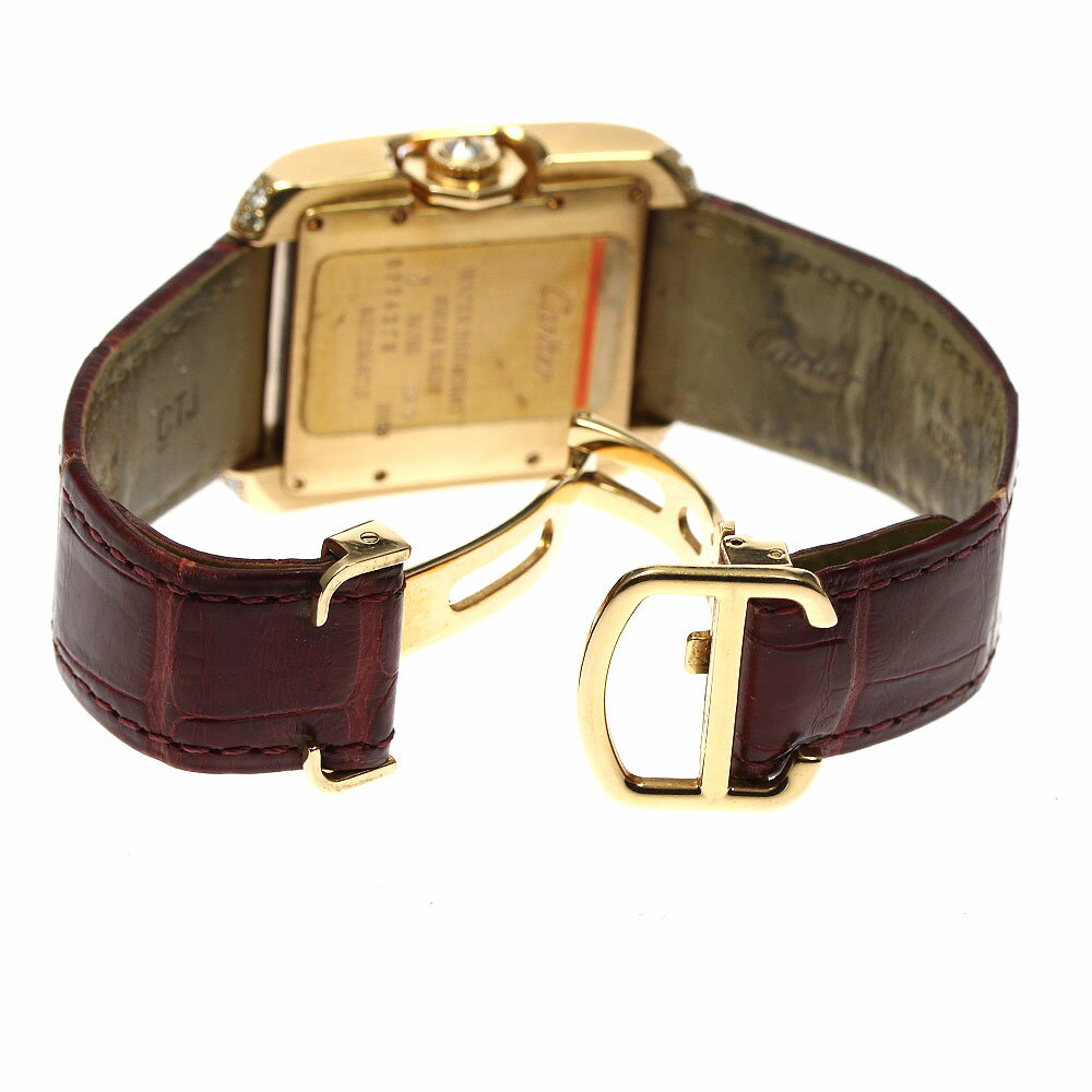 カルティエ CARTIER WT100016 タンクアングレーズ K18PG サイドダイヤ 自動巻き ボ...