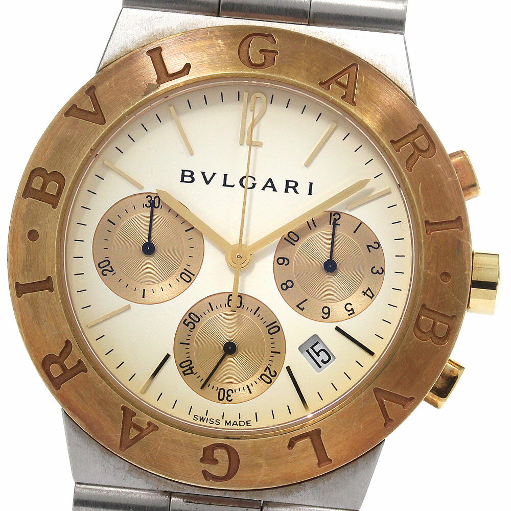 ブルガリ BVLGARI CH35SG ディアゴノ スポーツ PGコンビ クロノグラフ クォーツ メンズ 保証書付き_778660【中古】