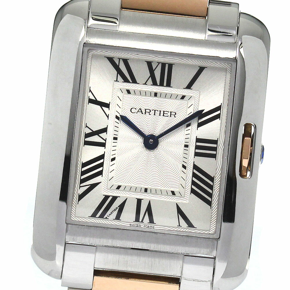 カルティエ CARTIER W5310043 タンクアングレーズ コンビ クォーツ レディース 美品 _792334【中古】