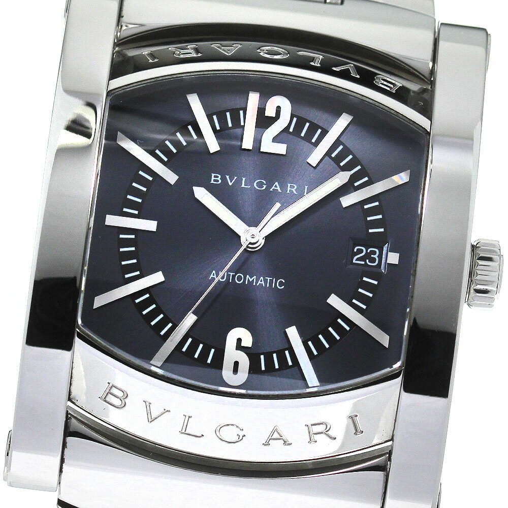 ブルガリ BVLGARI AA48S アショーマ デイト 自動巻き メンズ 美品 箱付き_797364【中古】