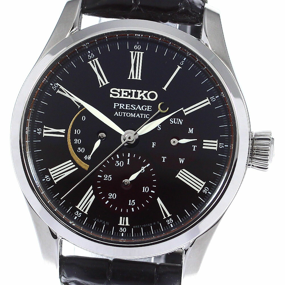 セイコー SEIKO SARW045/6R21-01F0 プレサージュ 漆 白檀塗限定モデル パワーリザーブ 自動巻き メンズ 極美品 箱付き_799959【中古】