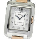 カルティエ CARTIER WT100025 タンクアングレーズLM 11Pダイヤ 自動巻き ボーイズ 美品 _792339【中古】