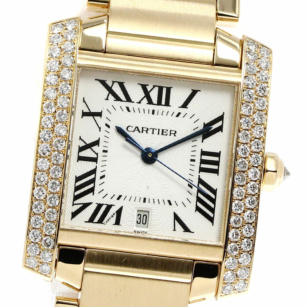 カルティエ CARTIER WE1003S3 タンクフランセーズ LM サイドダイヤ K18YG 自動巻き メンズ _792353【中古】