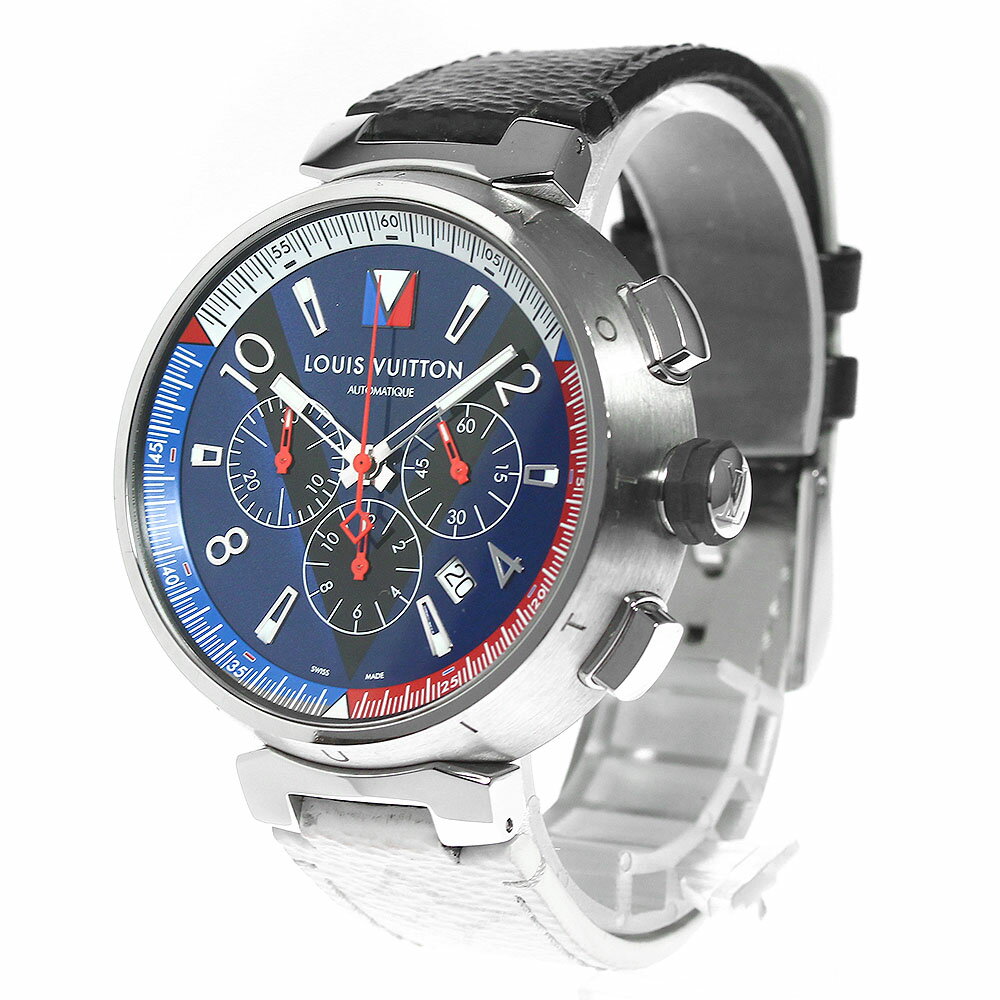 ルイ・ヴィトン LOUIS VUITTON Q1A61 タンブール オートマティック クロノグラフ 自動巻き メンズ 箱・保証書付き_800197【ev15】【中古】