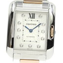 カルティエ CARTIER WT100025 タンクアングレーズLM 11Pダイヤ 自動巻き ボーイズ 良品 _792336【中古】