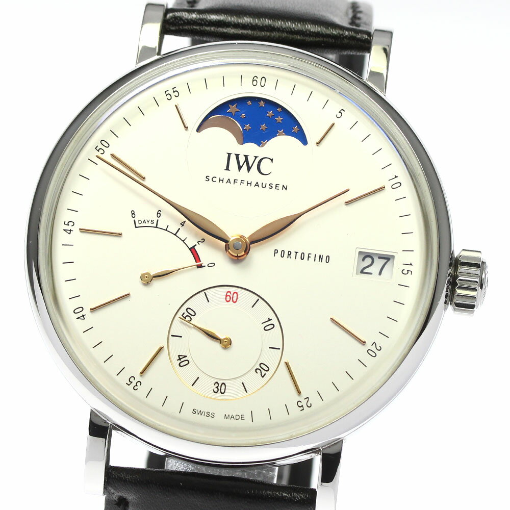 IWC SCHAFFHAUSEN IW516401 ポートフィノ ムーンフェイズ 手巻き メンズ 良品 箱・保証書付き_801913【中古】