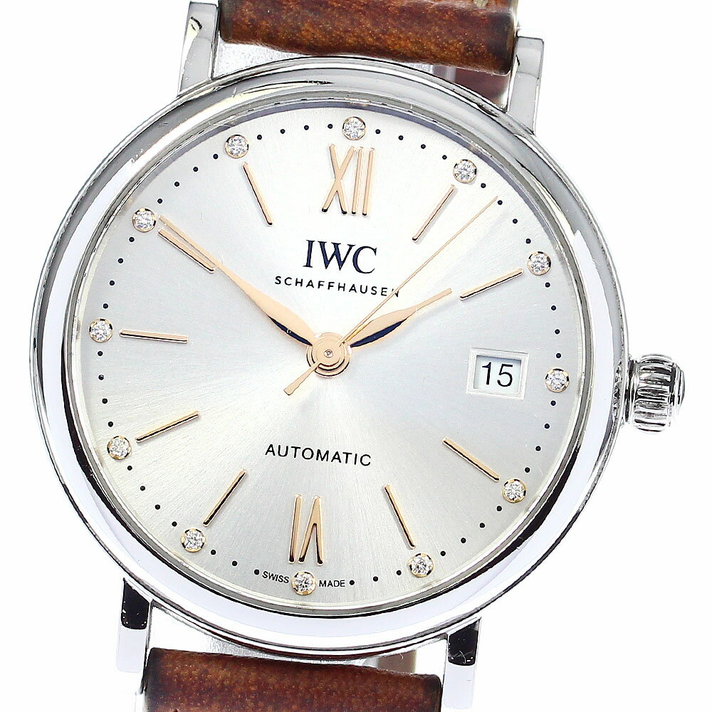 IWC SCHAFFHAUSEN IW458601 ポートフィノ 12Pダイヤモンド 自動巻き ボーイズ 箱・保証書付き_804114【中古】