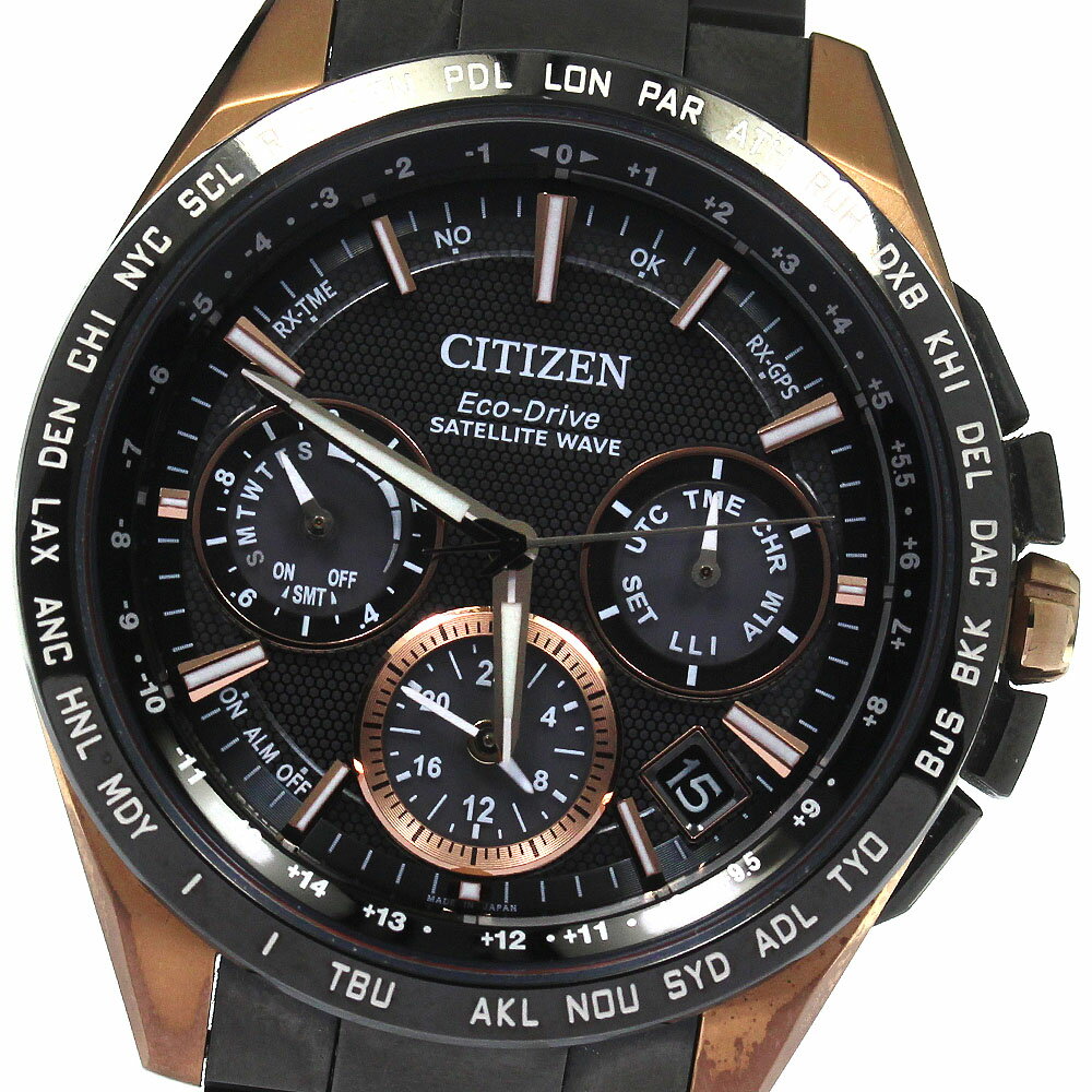 シチズン CITIZEN F900-T021565/CC9016-51E アテッサ サテライトウェーブ デイデイト ソーラー電波 メンズ 箱 保証書付き_806555【中古】