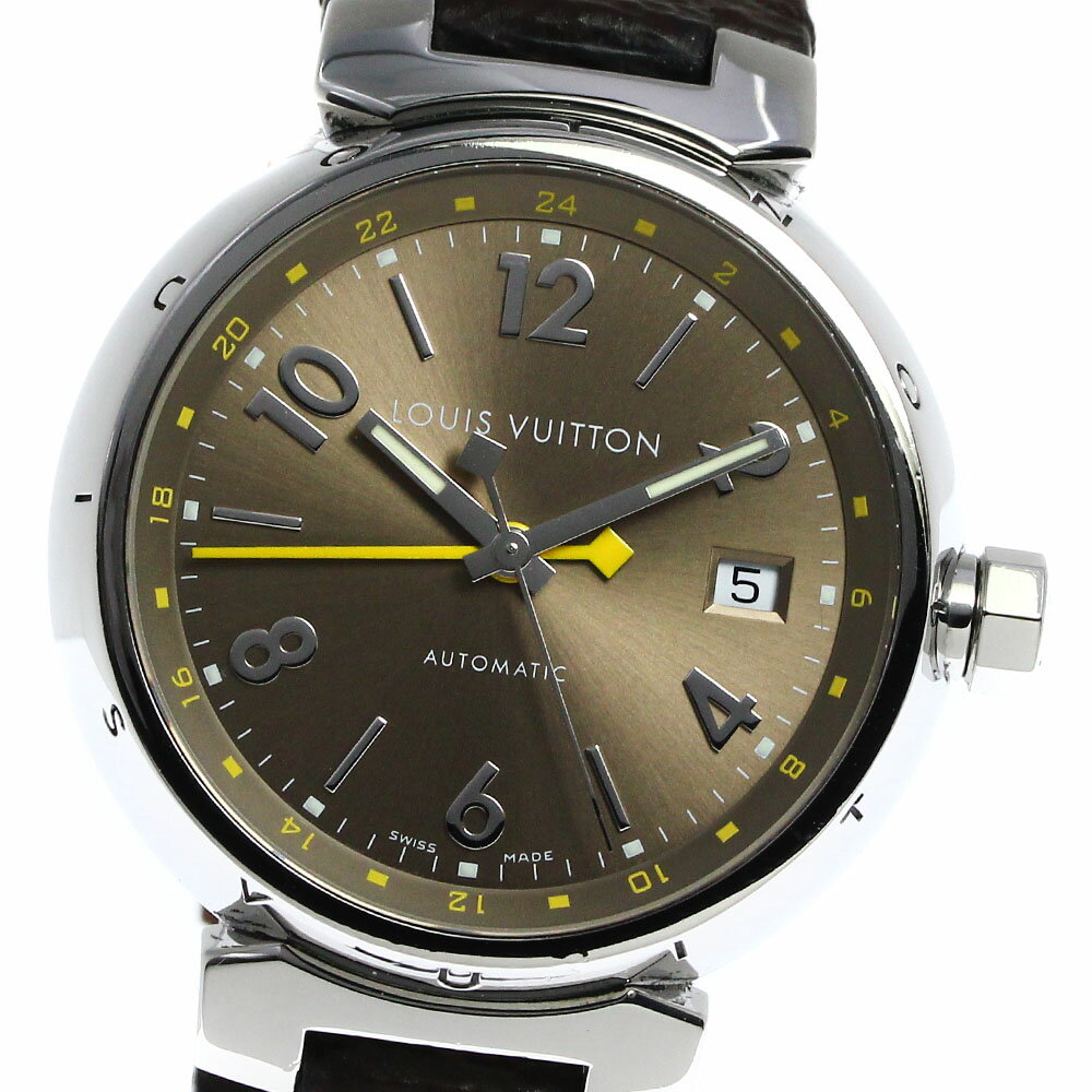 ルイ・ヴィトン LOUIS VUITTON Q1132 タンブール デイト GMT 自動巻き メンズ 箱付き_810262【中古】