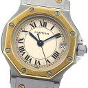 カルティエ CARTIER W2001683 サントスオクタゴンSM YGコンビ デイト クォーツ レディース 箱・保証書付き_808003【中古】