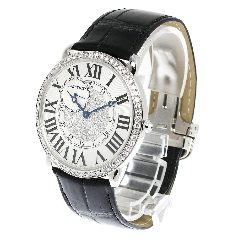カルティエ CARTIER WR007004 ロンドルイ K18WG ダイヤベゼル 手巻き メンズ 美品 ...