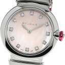 ブルガリ BVLGARI LU28S ルチェア 12Pダイヤ クォーツ レディース 箱・保証書付き_808372【中古】