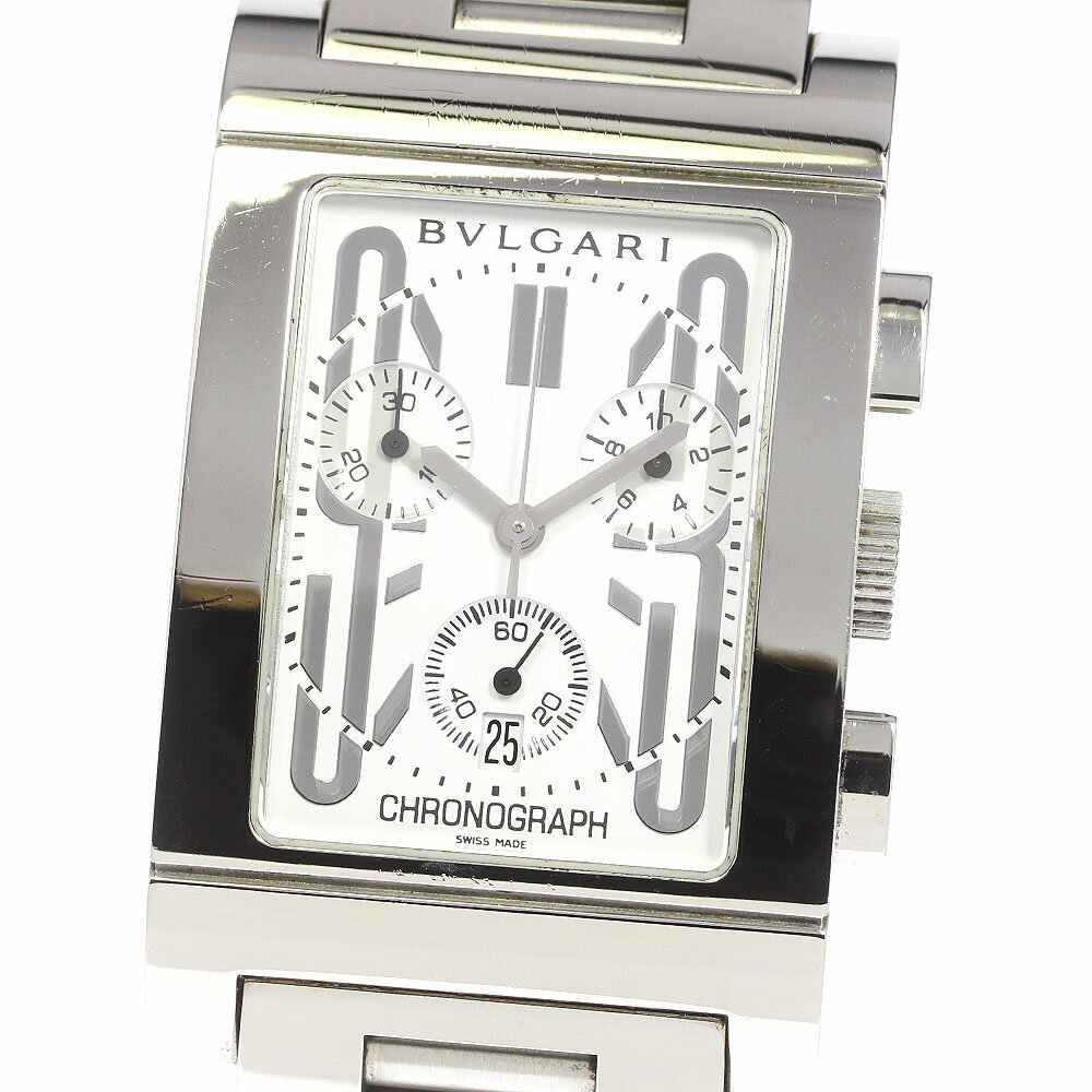 ブルガリ BVLGARI RTC49S レッタンゴロ クロノグラフ デイト クォーツ メンズ _809429【中古】