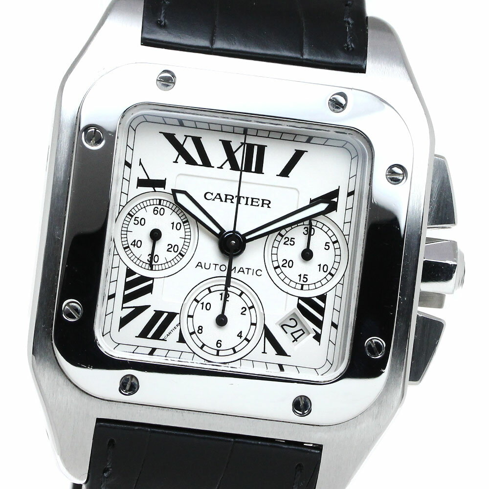 カルティエ CARTIER W20090X8 サントス100 XL クロノグラフ 自動巻き メンズ 箱・保証書付き_803946【中古】