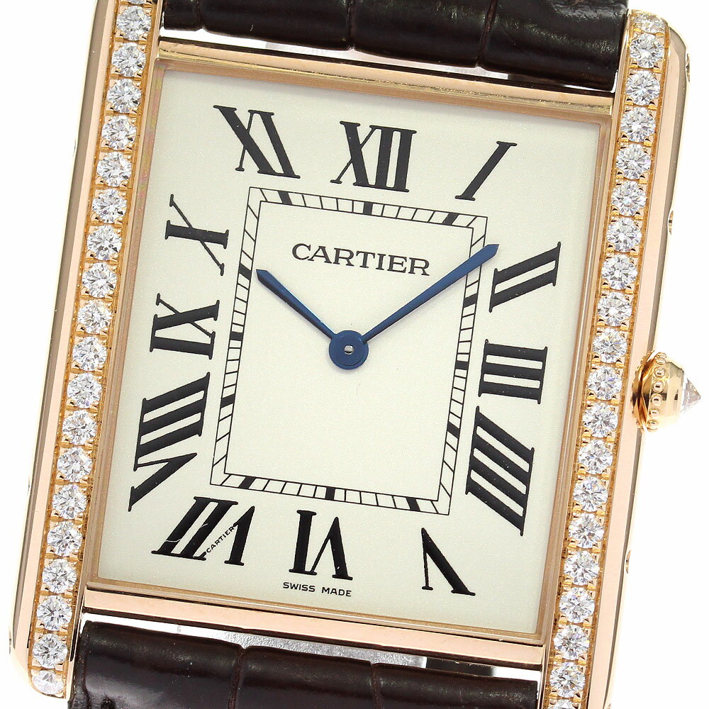 カルティエ CARTIER WT200006 タンクルイXL K18PG サイドダイヤ 手巻き メンズ _816607【中古】