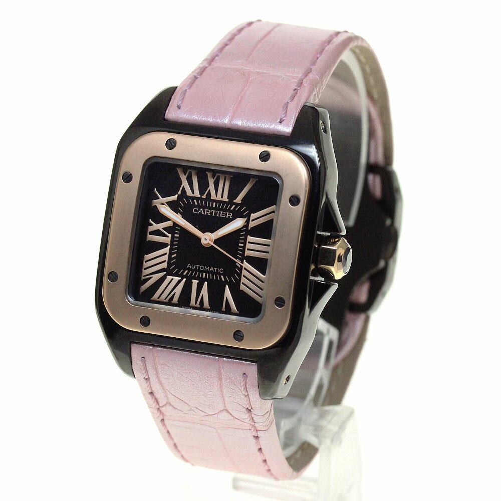 カルティエ CARTIER W2020007 サントス100 MM K18PGベゼル 自動巻き ボーイズ 良品 _816675【中古】