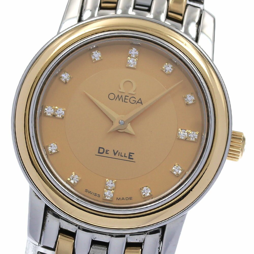 オメガ OMEGA 4370.16 デビル プレステージ インデックスダイヤ YGコンビ クォーツ レディース _825557【中古】