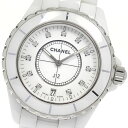 シャネル CHANEL H2125 J12 ホワイトセラミック 38MM 11Pダイヤ クォーツ メンズ _821420【中古】 その1