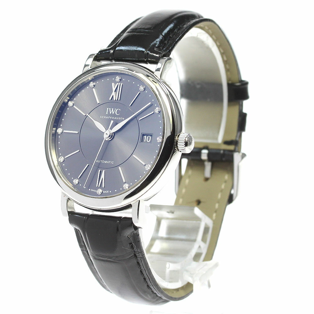 IWC SCHAFFHAUSEN IW458110 ポートフィノ オートマティック 37 12Pダイヤ 自動巻き ボーイズ 良品 _832057【中古】