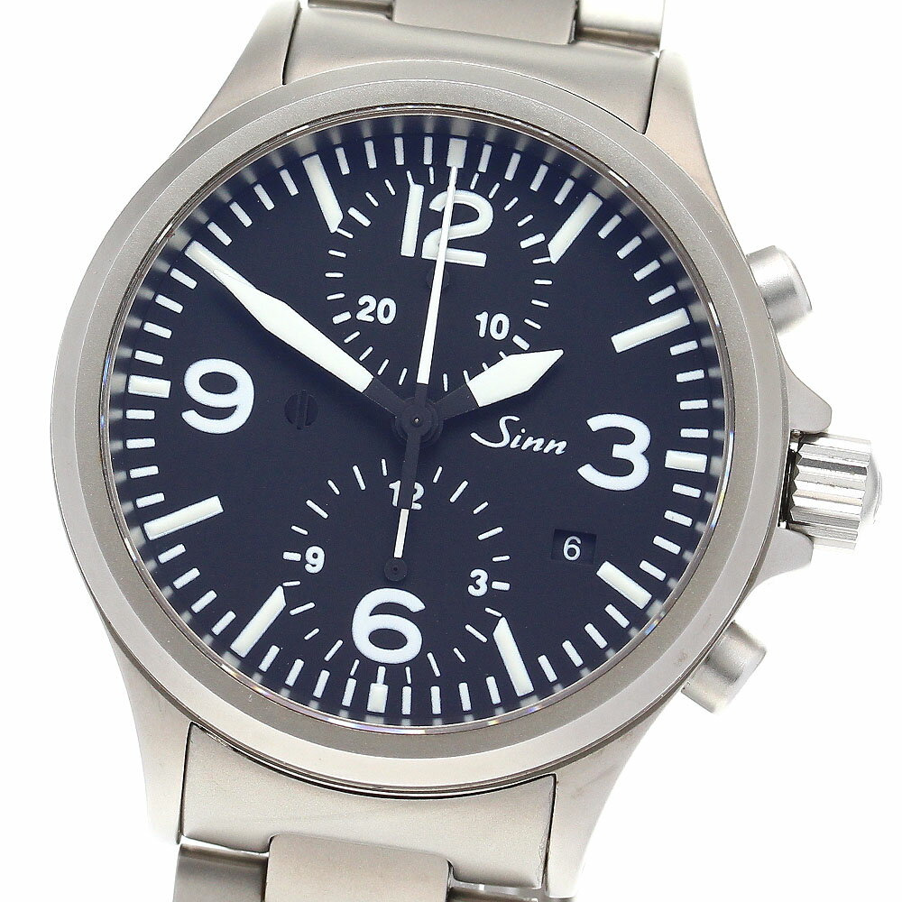 ジン Sinn 756 テギメント デイト クロノグラフ 自動巻き メンズ 美品 保証書付き_831823【ev15】【中古】