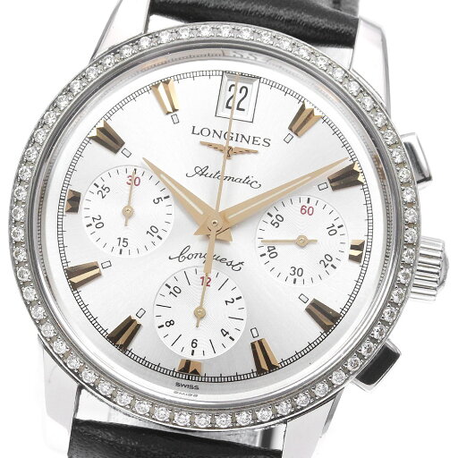 ロンジン LONGINES L1.141.0 コンクエスト ダイヤベゼル クロノグラフ 自動巻き レディース _837828【ev15】【中古】 ロンジン LONGINES L1.141.0 コンクエスト ダイヤベゼル クロノグラフ 自動巻き レディース _837828【ev15】【中古】
