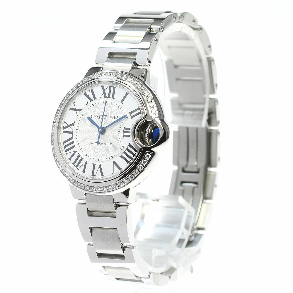 カルティエ CARTIER W4BB0016 バロンブルーMM ダイヤベゼル メーカーOH済 自動巻き...
