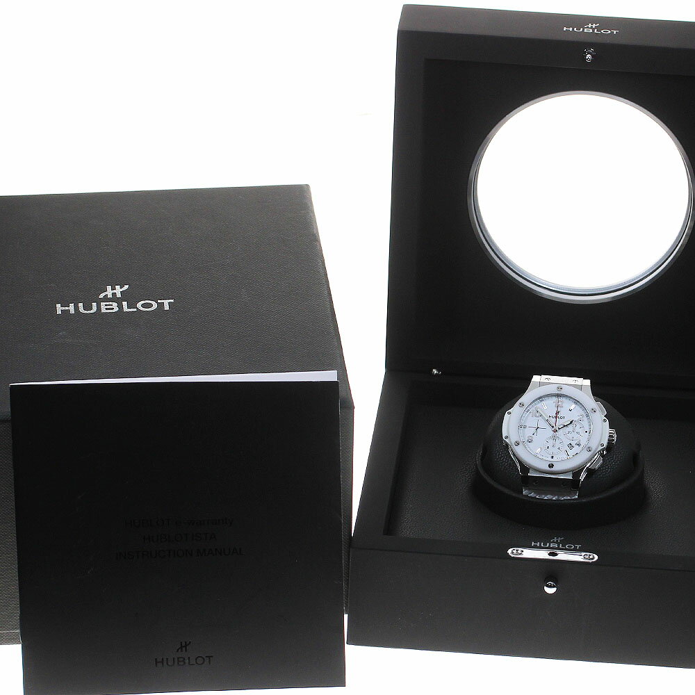ウブロ HUBLOT 301.SE.230.RW ビッグバン スチールホワイト クロノグラフ 自動巻き メンズ 良品 箱付き_839116【中古】